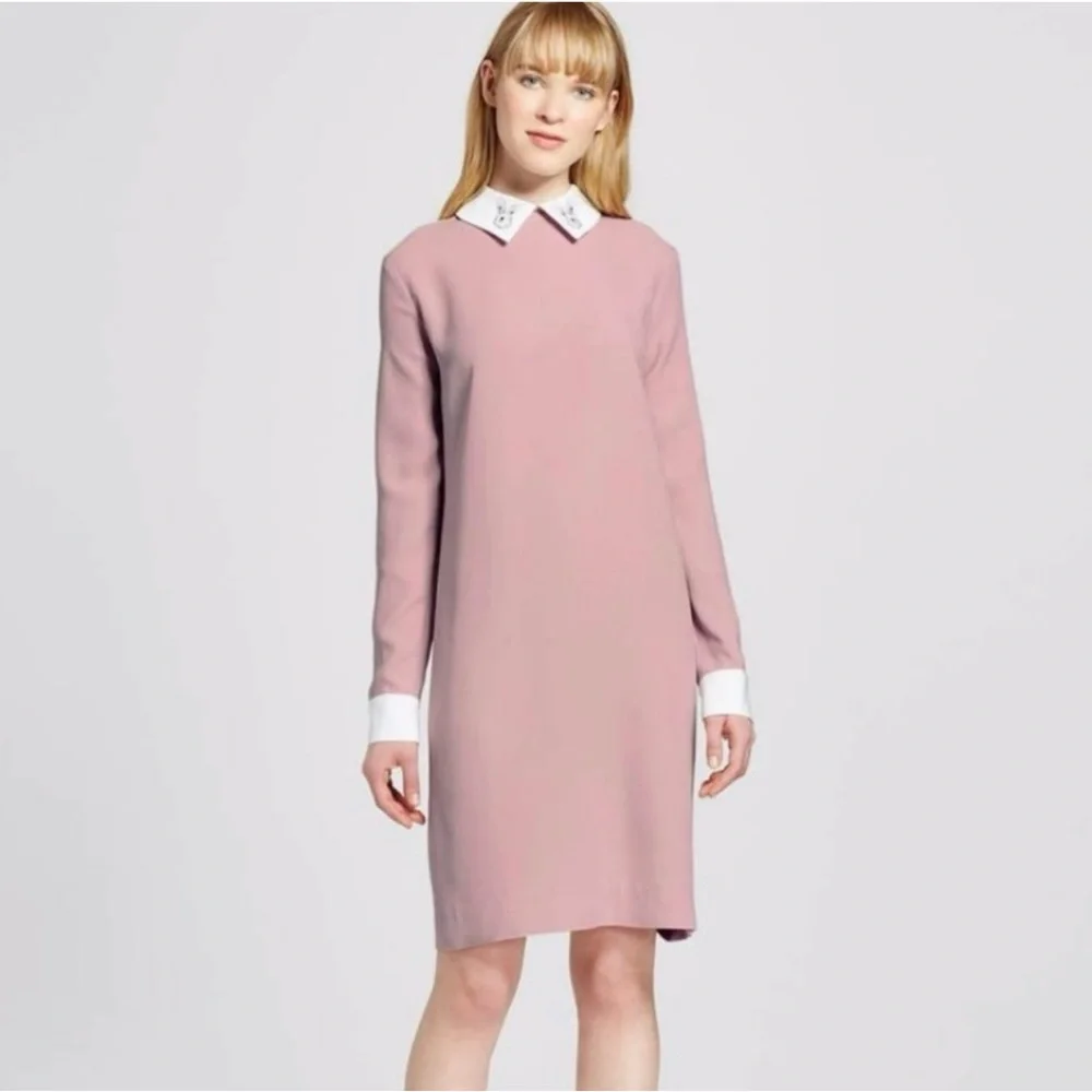 Victoria Beckham Clever Bunny 🐰 Easter  Collar Shift Dress - Picture 3 of 4